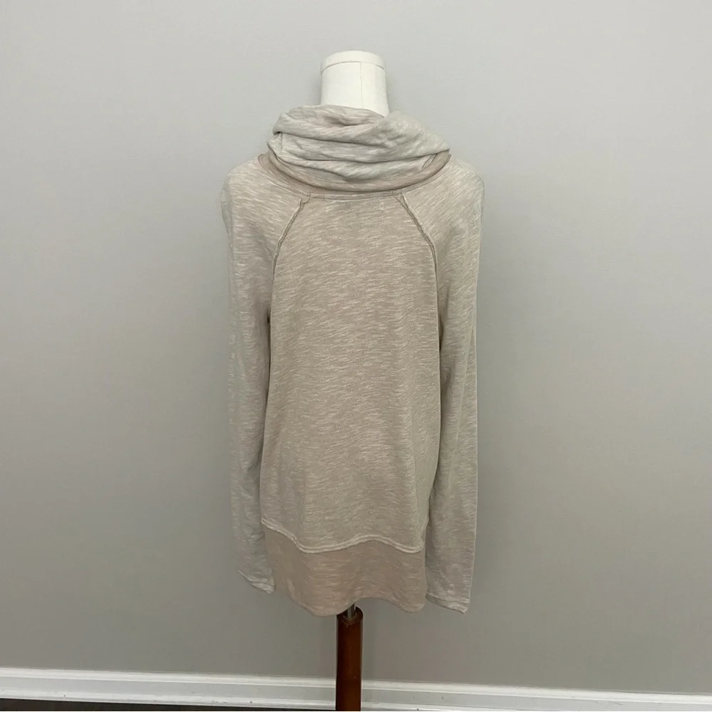 Free People Beach Top Tunic Two Body Corps Deux Cowl Relaxed Fit Lounge Oatmeal - Picture 9 of 15